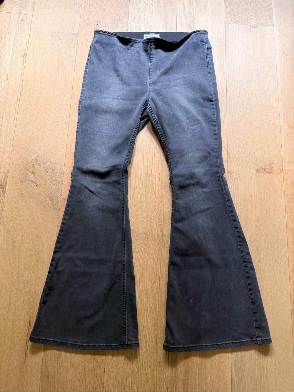 Free People Flare Jeans Size 31 Gray Stretch Boho Bell Bottom Pants